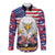 American Eagles Long Sleeve Button Shirt United States Flag Camouflage Style - Wonder Print Shop