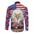 American Eagles Long Sleeve Button Shirt United States Flag Camouflage Style - Wonder Print Shop