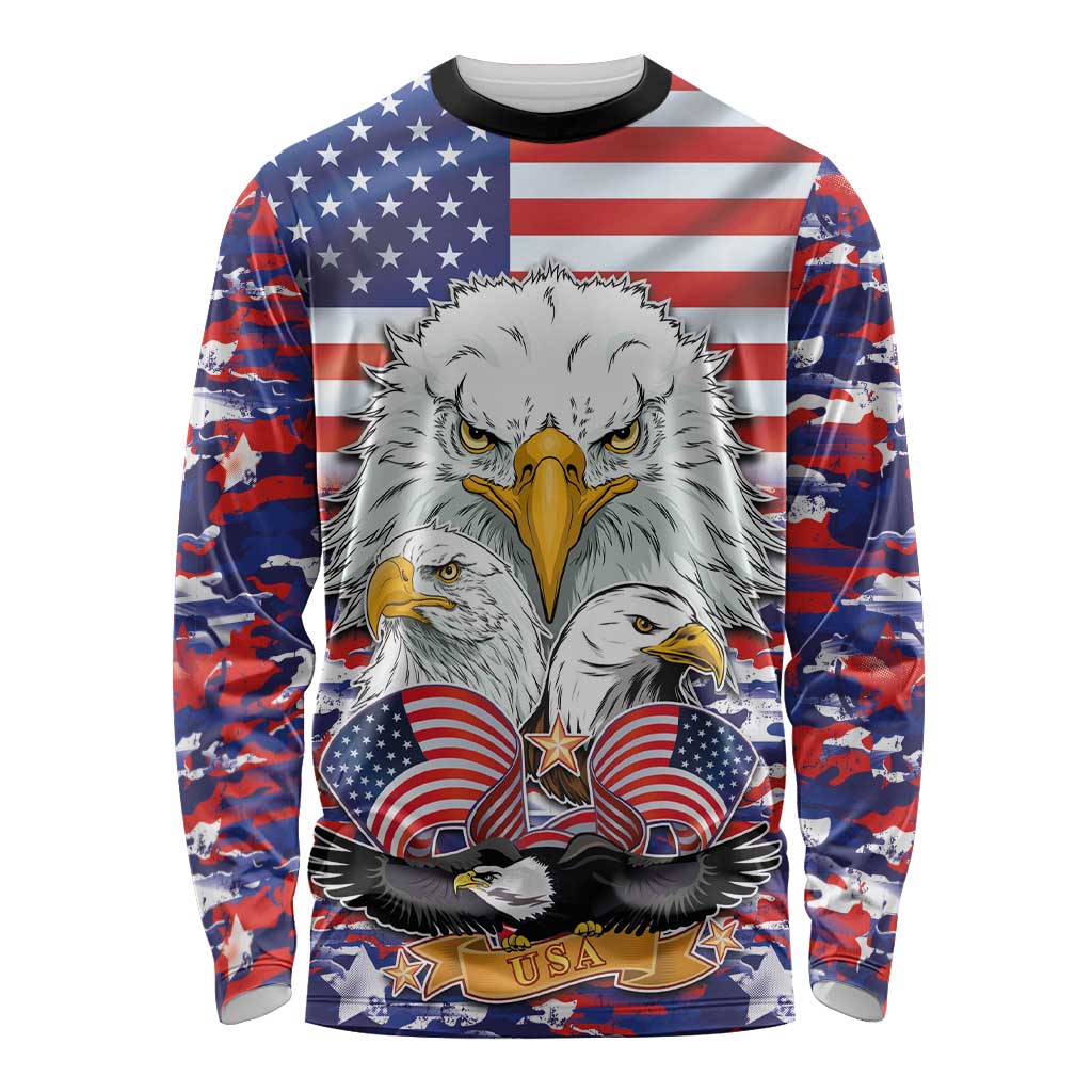 American Eagles Long Sleeve Shirt United States Flag Camouflage Style - Wonder Print Shop