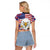 American Eagles Raglan Cropped T Shirt United States Flag Camouflage Style