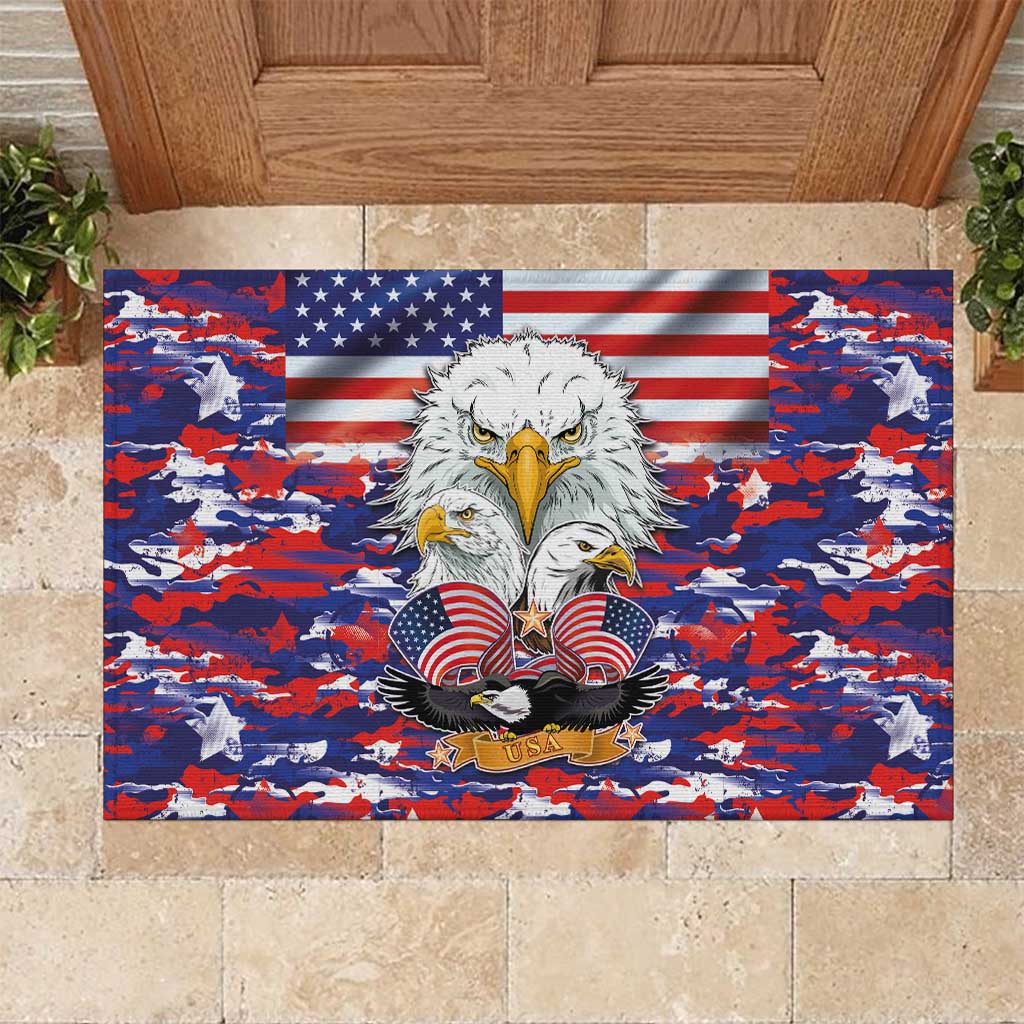 American Eagles Rubber Doormat United States Flag Camouflage Style