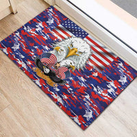 American Eagles rubber doormat with central eagle, US flag stripes and camouflage