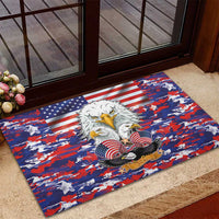 American Eagles rubber doormat with eagle artwork and US flag camo stars stripes