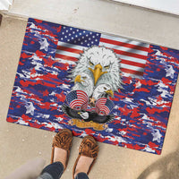 American Eagles rubber doormat with eagle graphic and US flag stars-and-stripes camo