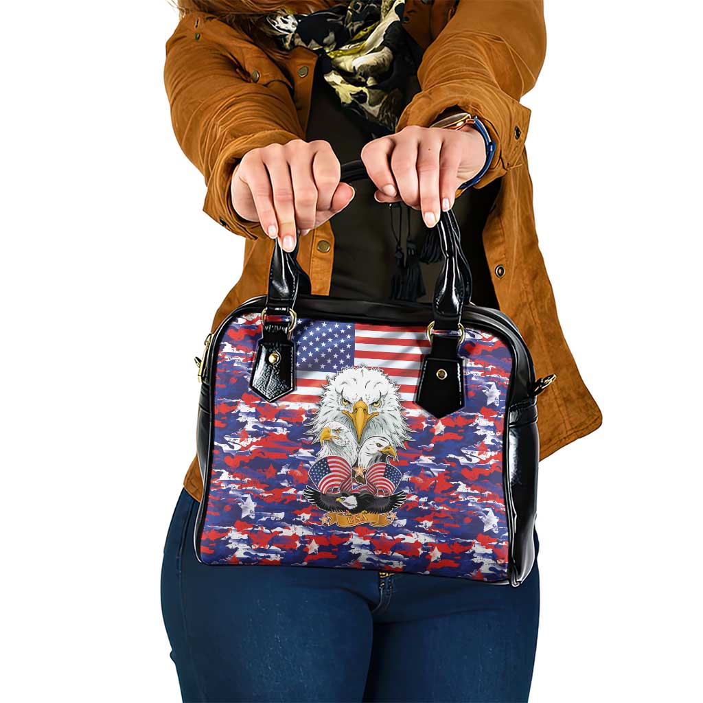 American Eagles Shoulder Handbag United States Flag Camouflage Style