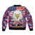 American Eagles Sleeve Zip Bomber Jacket United States Flag Camouflage Style