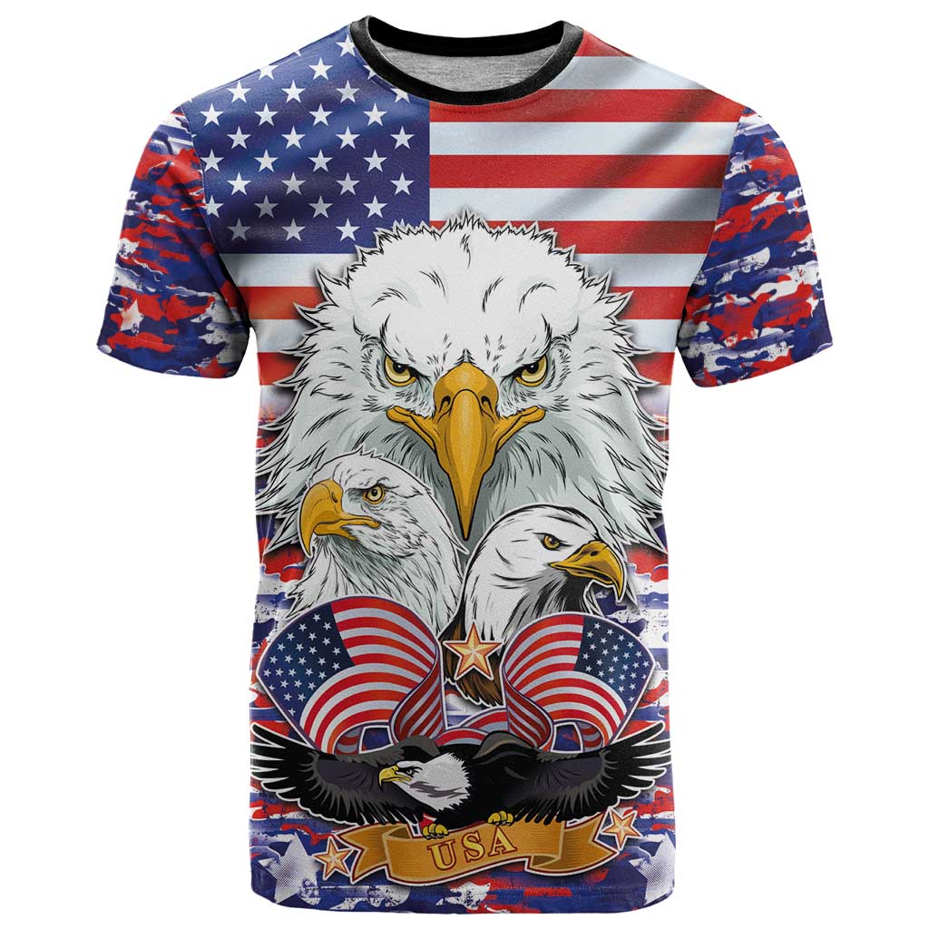 American Eagles T Shirt United States Flag Camouflage Style