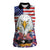 American Eagles Women Sleeveless Polo Shirt United States Flag Camouflage Style