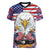 American Eagles Women V-Neck T-Shirt United States Flag Camouflage Style