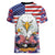 American Eagles Women V-Neck T-Shirt United States Flag Camouflage Style