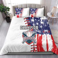 Baseball-themed bedding set with Champion text, bat-and-ball emblem, and two pillowcases