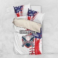 Baseball-themed bedding set with Champion Baseball emblem on duvet and two pillowcases