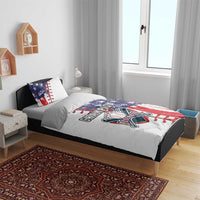Baseball-themed duvet set with Champion Baseball logo on white, blue, and red print