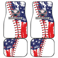 Baseball-themed car floor mat set, four white mats with red baseball and blue stars