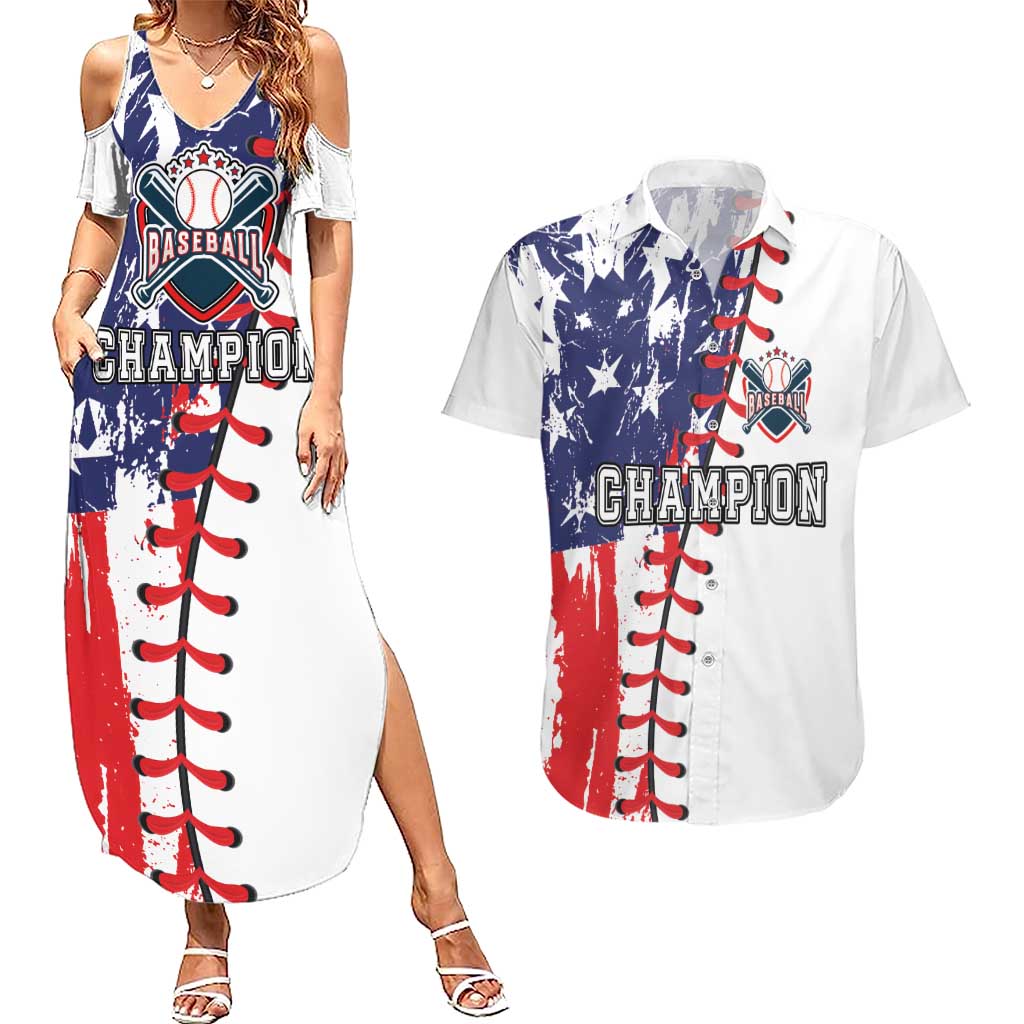 American Baseball Couples Matching Summer Maxi Dress and Hawaiian Shirt Go Champion 2024 - Wonder Print Shop