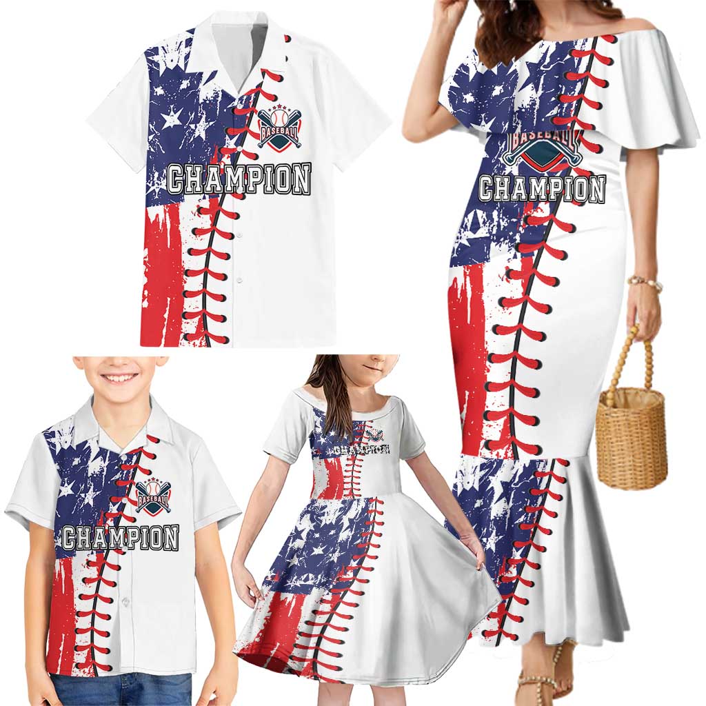 American Baseball Family Matching Mermaid Dress and Hawaiian Shirt Go Champion 2024 - Wonder Print Shop