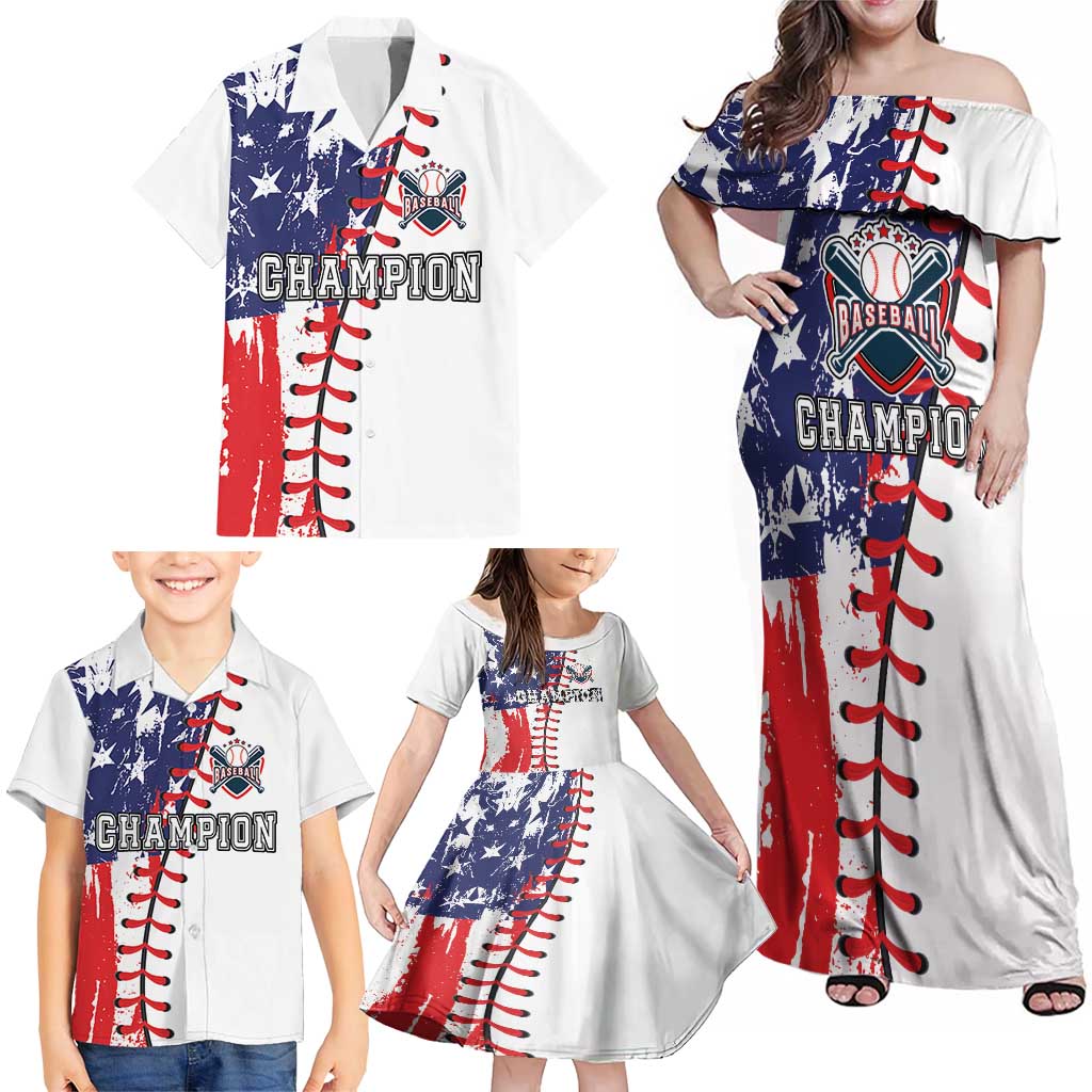 American Baseball Family Matching Off Shoulder Maxi Dress and Hawaiian Shirt Go Champion 2024 - Wonder Print Shop