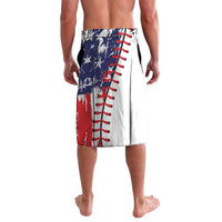 Baseball champion shorts, blue/red/white vertical graphic, elastic waistband