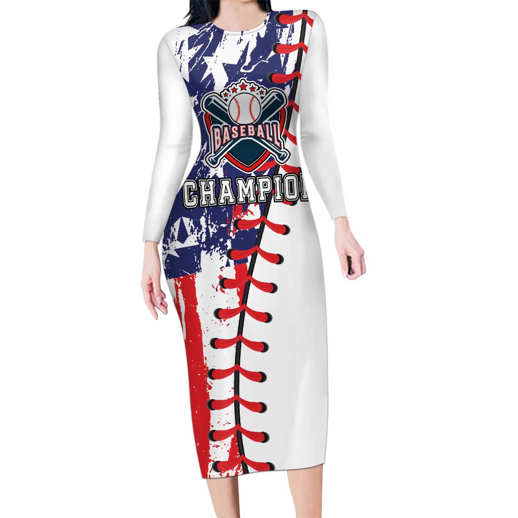 American Baseball Long Sleeve Bodycon Dress Go Champion 2024 - Wonder Print Shop