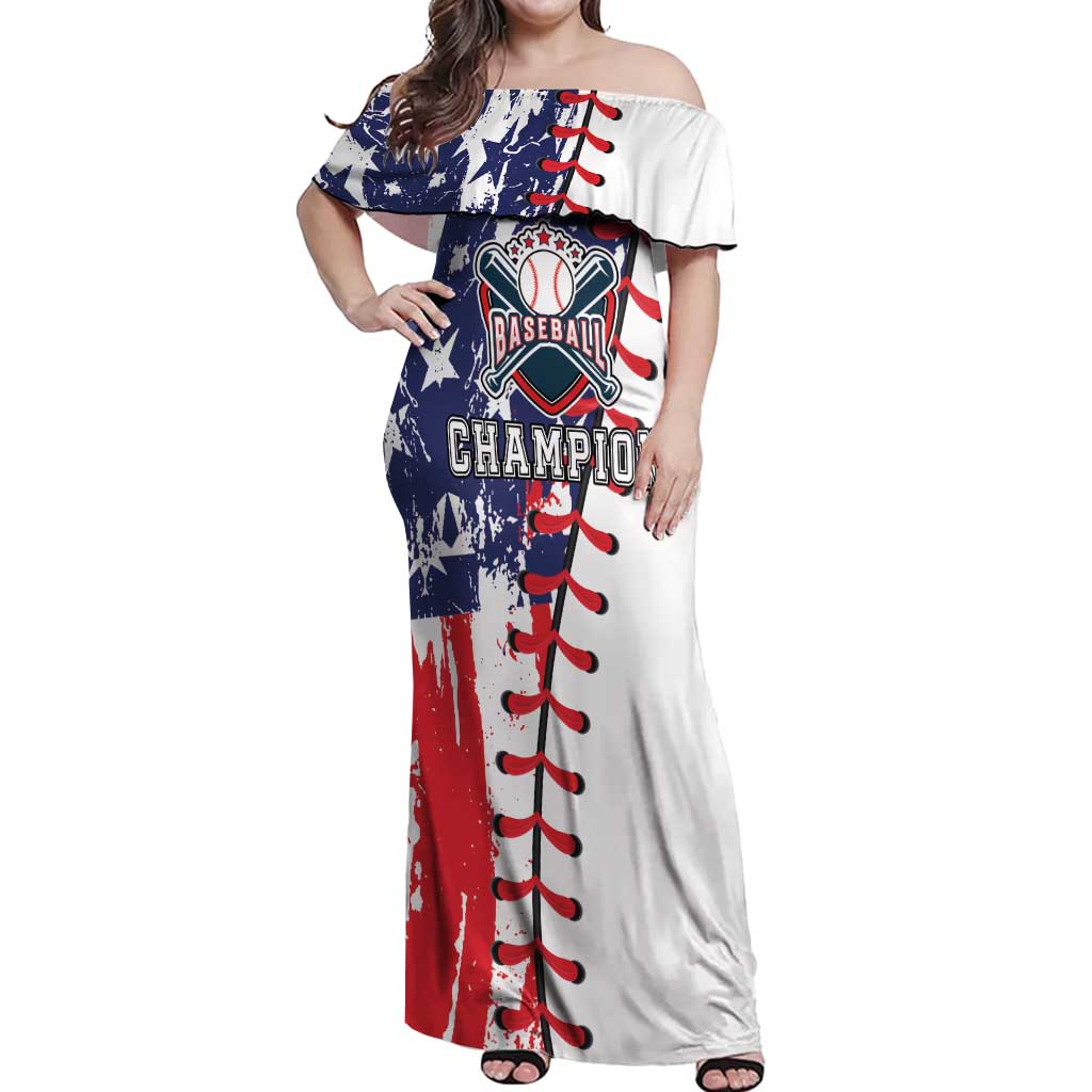 American Baseball Off Shoulder Maxi Dress Go Champion 2024 - Wonder Print Shop