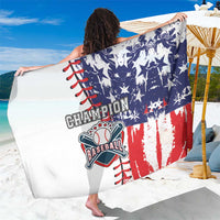 Navy, red, and white baseball-themed sarong with stars, stripes, and Champion graphic