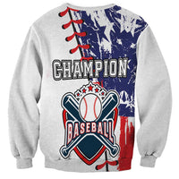 Baseball sweatshirt, light gray with navy red white Champion Baseball graphic on back