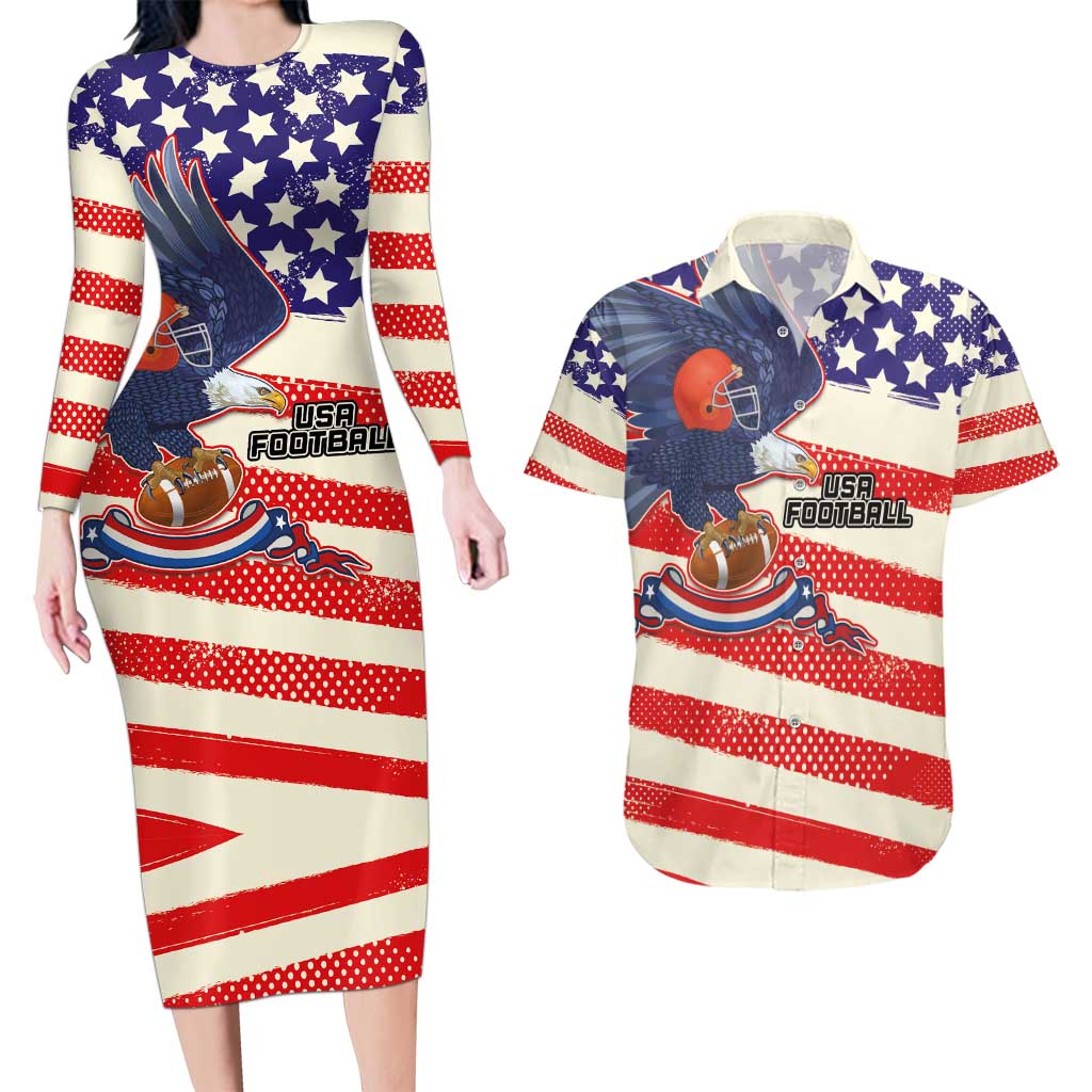 American Football Couples Matching Long Sleeve Bodycon Dress and Hawaiian Shirt Go Champion 2024 - Wonder Print Shop