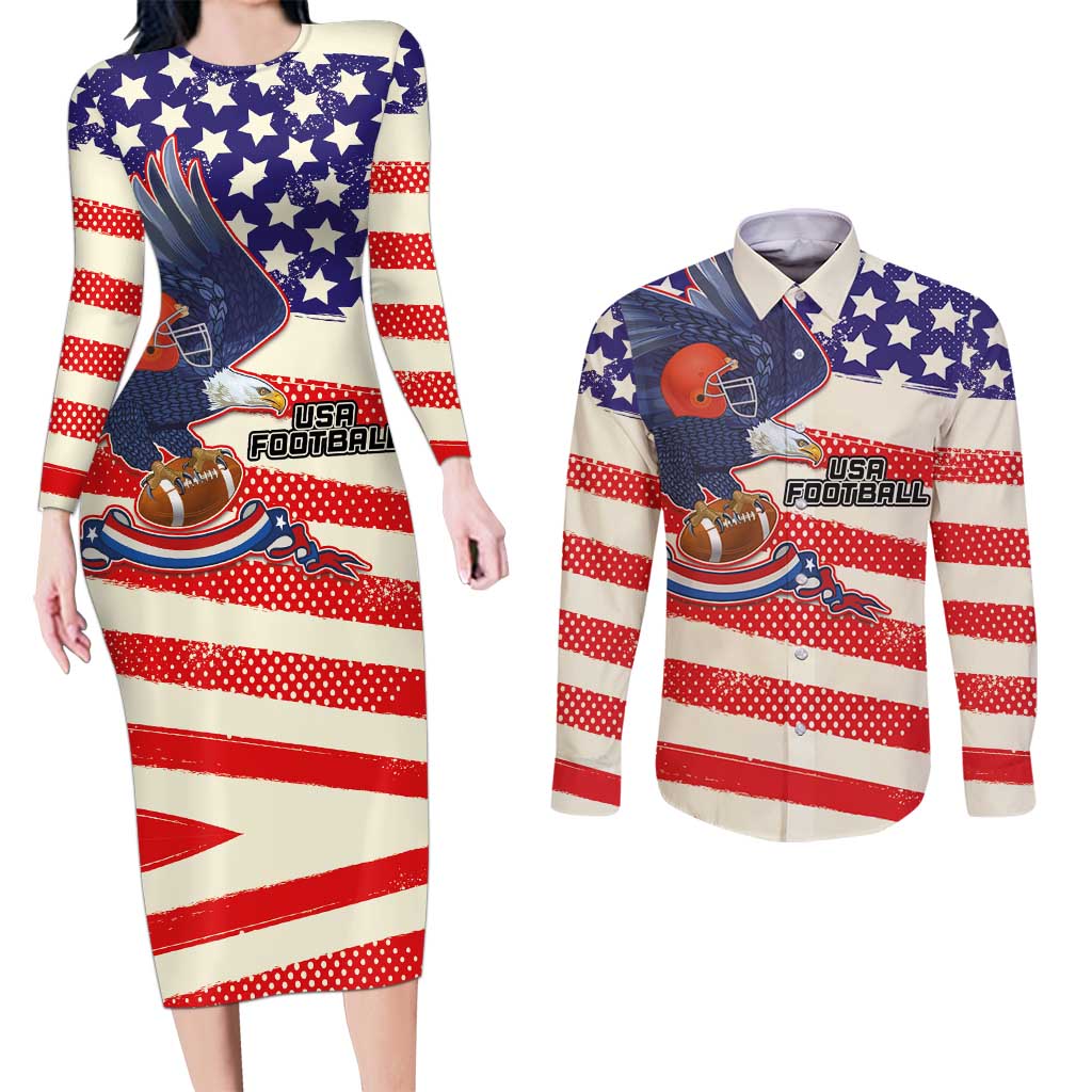 American Football Couples Matching Long Sleeve Bodycon Dress and Long Sleeve Button Shirt Go Champion 2024 - Wonder Print Shop