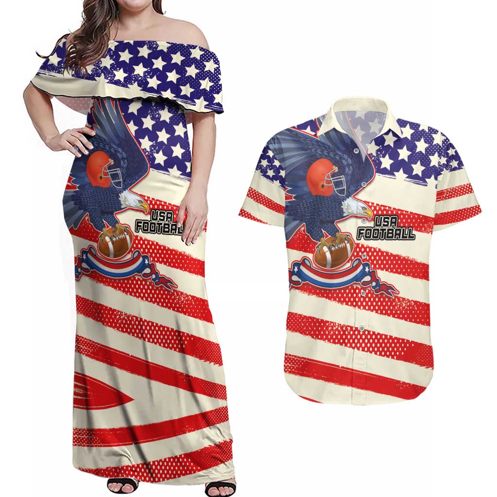 American Football Couples Matching Off Shoulder Maxi Dress and Hawaiian Shirt Go Champion 2024 - Wonder Print Shop