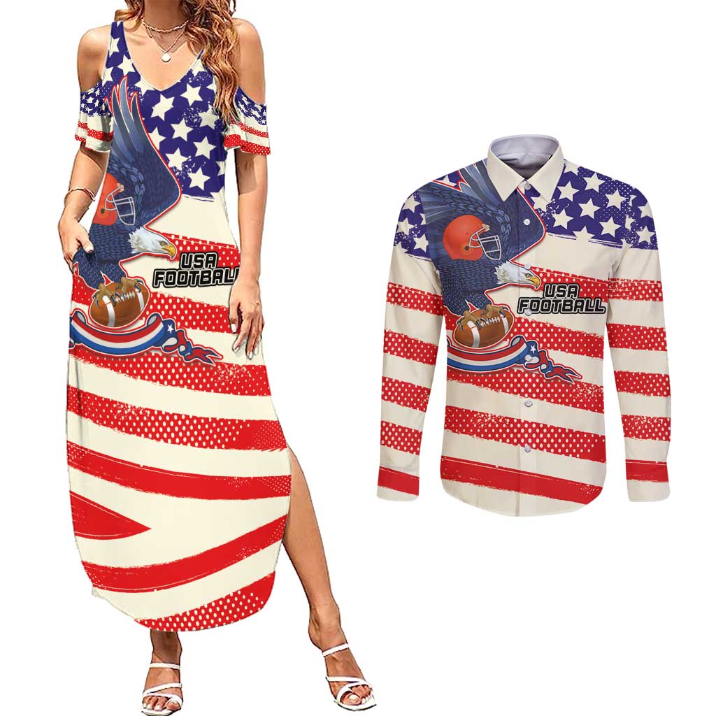 American Football Couples Matching Summer Maxi Dress and Long Sleeve Button Shirt Go Champion 2024 - Wonder Print Shop