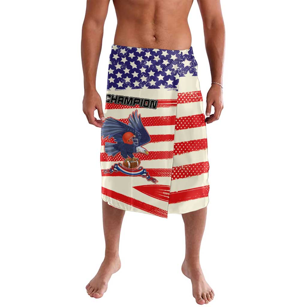 Flag-print beach shorts with eagle graphic and red, white, blue stripes