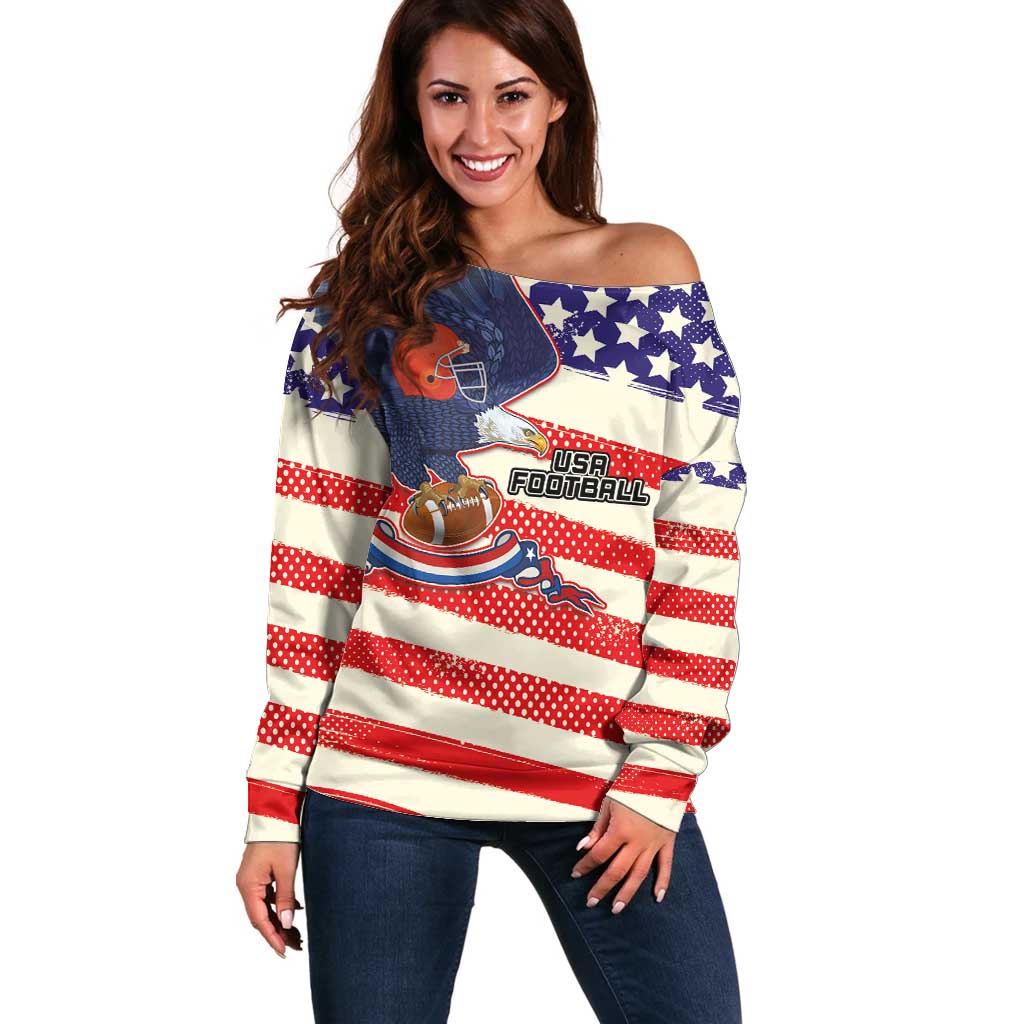 American Football Off Shoulder Sweater Go Champion 2024 - Wonder Print Shop