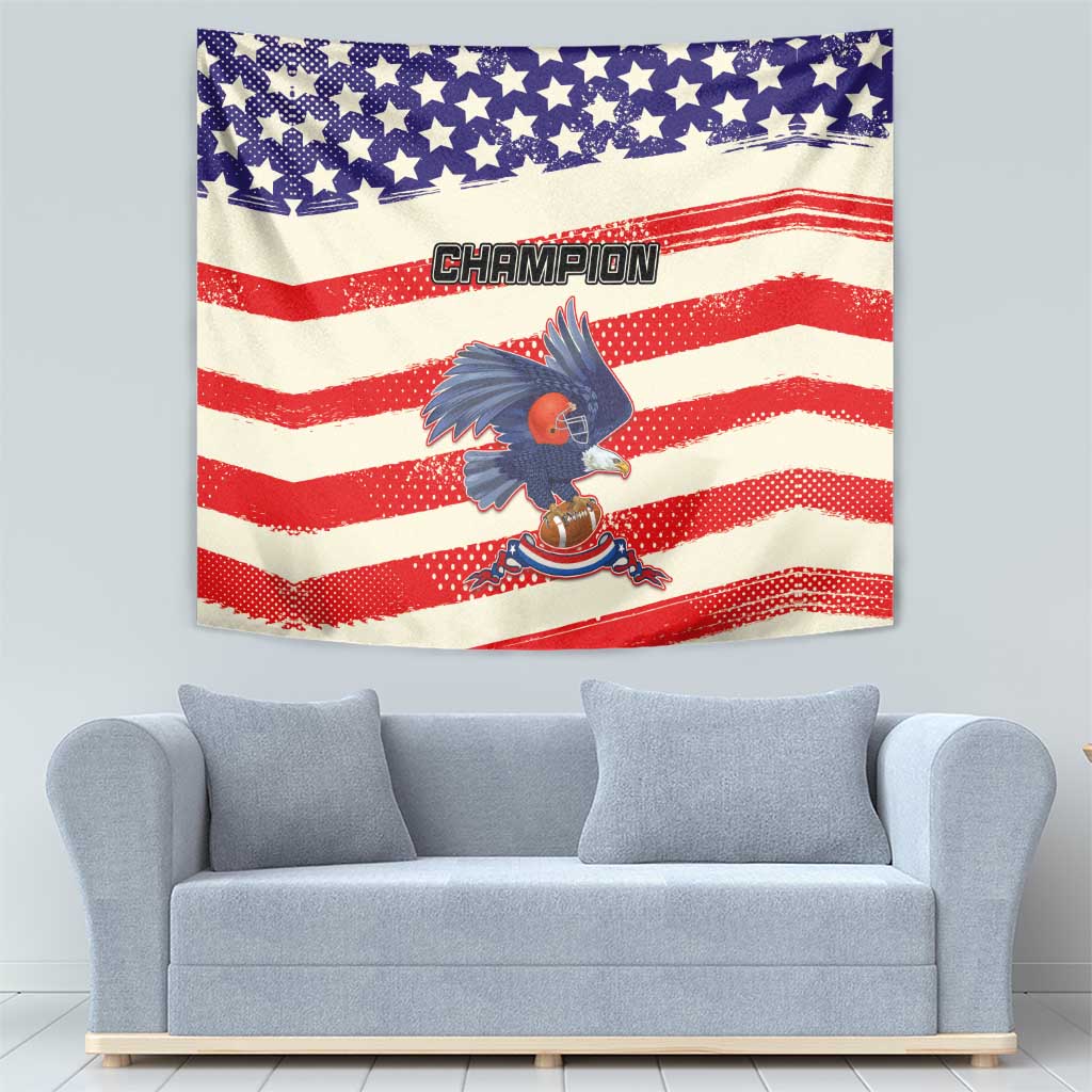 Rectangular wall tapestry with stars-and-stripes and 'CHAMPION' eagle graphic