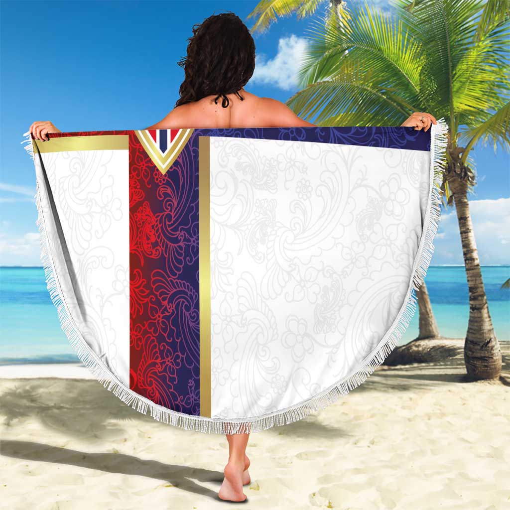 Norway Football Beach Blanket Norwegian Flag Style with Rosemaling Pattern - Wonder Print Shop