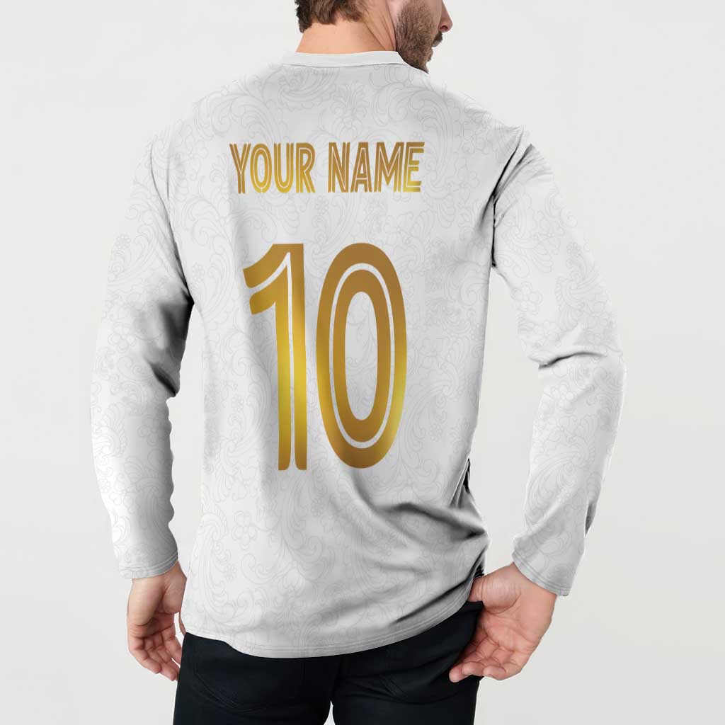 Custom Norway Football Button Sweatshirt Norwegian Flag Style with Rosemaling Pattern - Wonder Print Shop