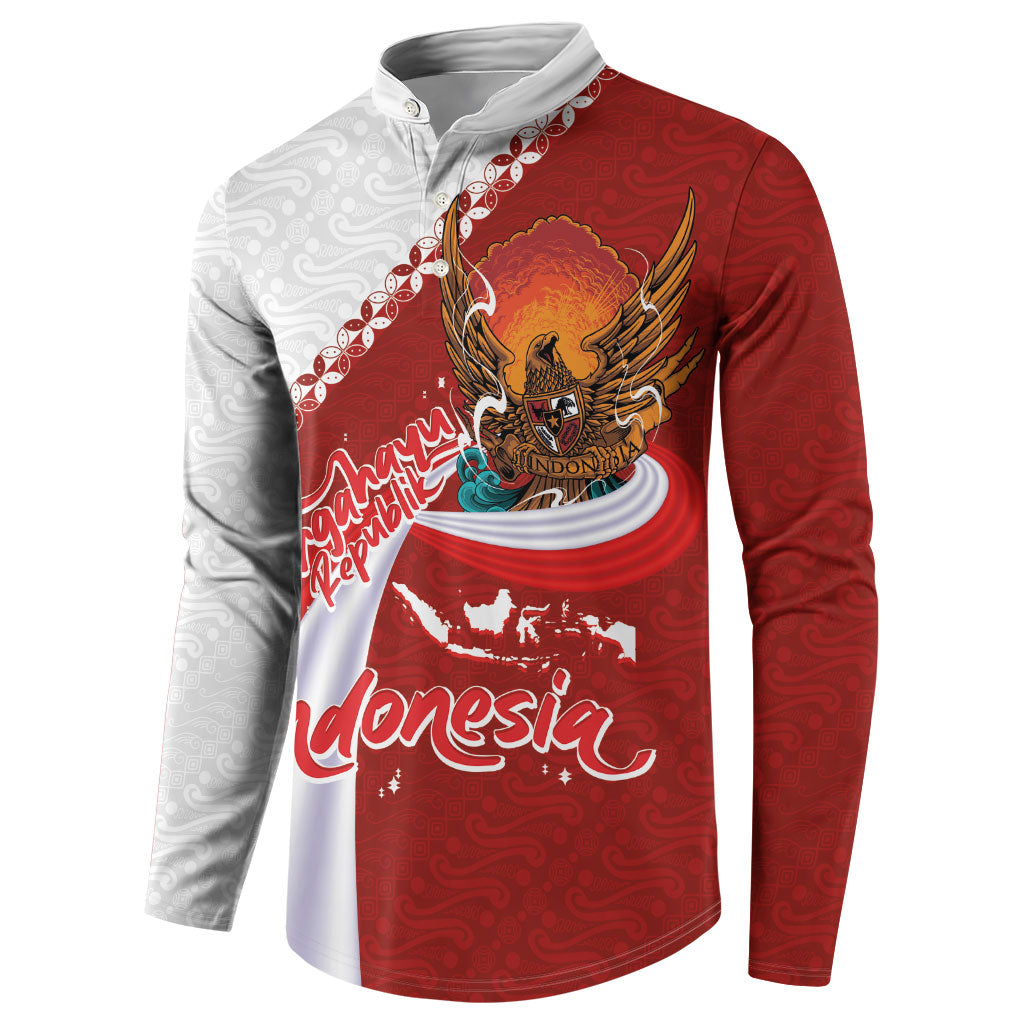 Indonesia Independence Day Button Sweatshirt Dirgahayu-Long Live Indonesia
