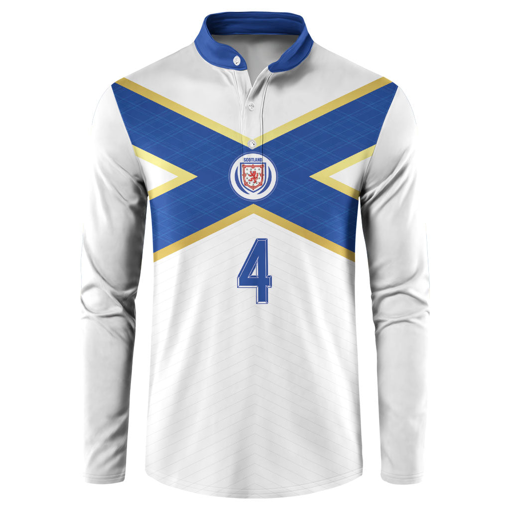 Scotland National Football Custom Button Sweatshirt Flag-Inspired White Tartan Version