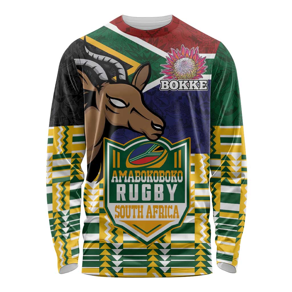 South Africa Rugby Long Sleeve Shirt Go Bokke-Amabokoboko Spirit - Wonder Print Shop