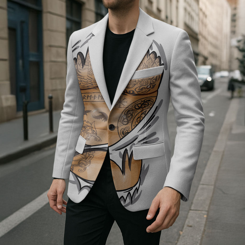 Viking Art Blazer Tattoo Reveal Effect