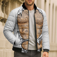 Viking Art Bomber Puffer Jacket Tattoo Reveal Effect