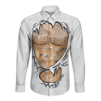 Viking Art Long Sleeve Button Shirt Tattoo Reveal Effect