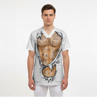 Viking Art Scrub Top Tattoo Reveal Effect