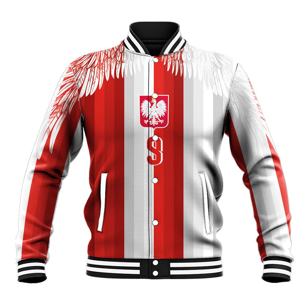 Poland Football Custom Baseball Jacket The White-Reds Winged Sport Style