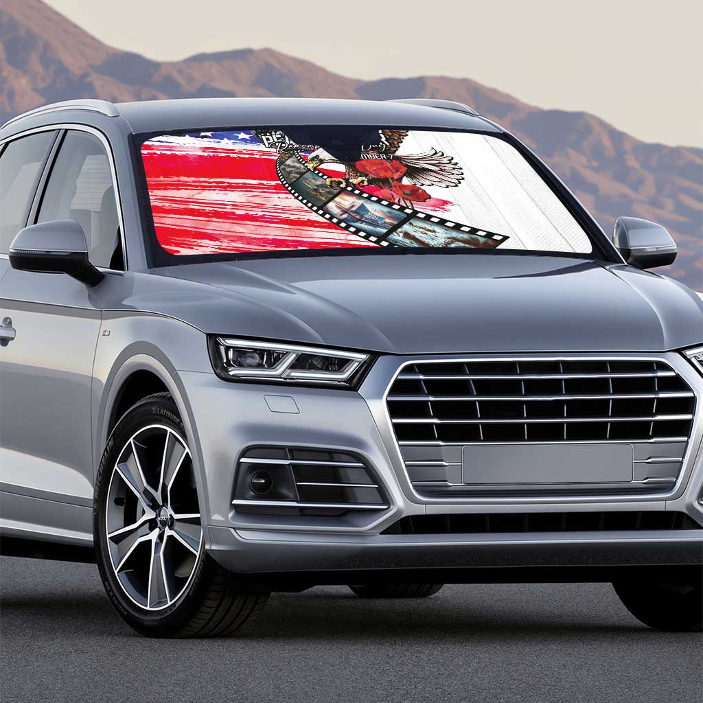 Pearl Harbor Remembrance Day Auto Sun Shade Lest We Forget - The Bald Eagle Remembers - Wonder Print Shop