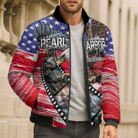 Pearl Harbor Remembrance Day Personalized Bomber Puffer Jacket Lest We Forget - The Bald Eagle Remembers - Wonder Print Shop