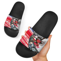 Pearl Harbor Remembrance Day Slide Sandals Lest We Forget - The Bald Eagle Remembers - Wonder Print Shop