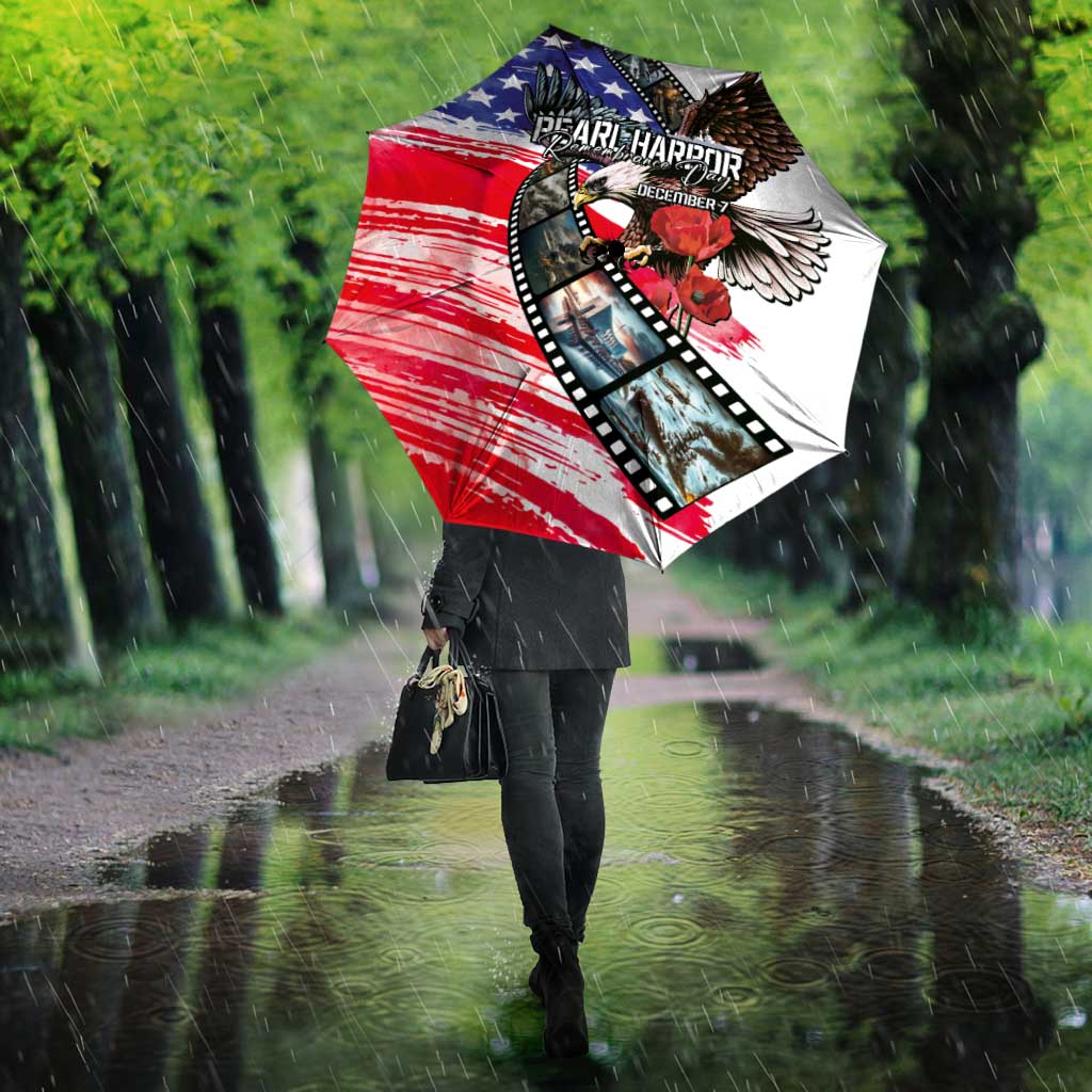 Pearl Harbor Remembrance Day Umbrella Lest We Forget - The Bald Eagle Remembers - Wonder Print Shop
