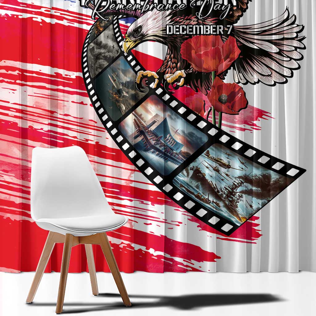 Pearl Harbor Remembrance Day Window Curtain Lest We Forget - The Bald Eagle Remembers - Wonder Print Shop