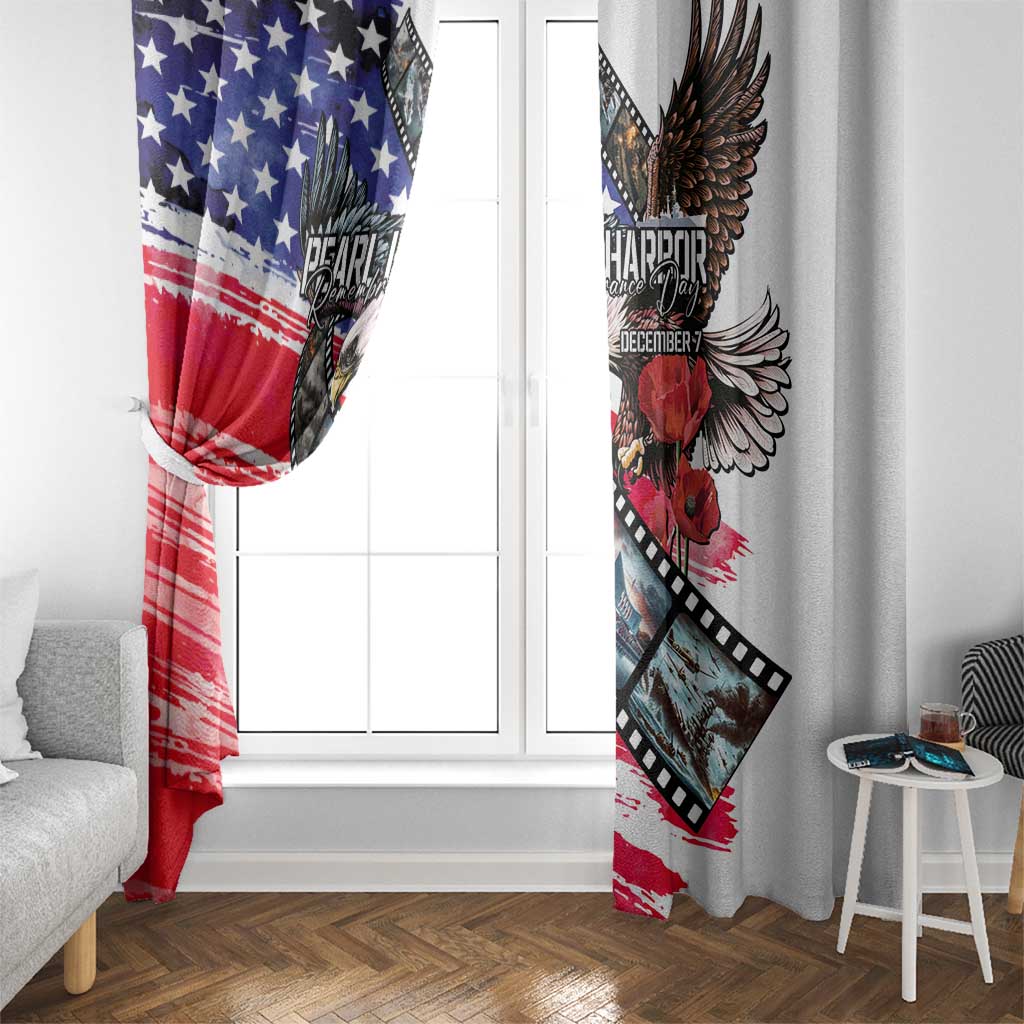 Pearl Harbor Remembrance Day Window Curtain Lest We Forget - The Bald Eagle Remembers - Wonder Print Shop