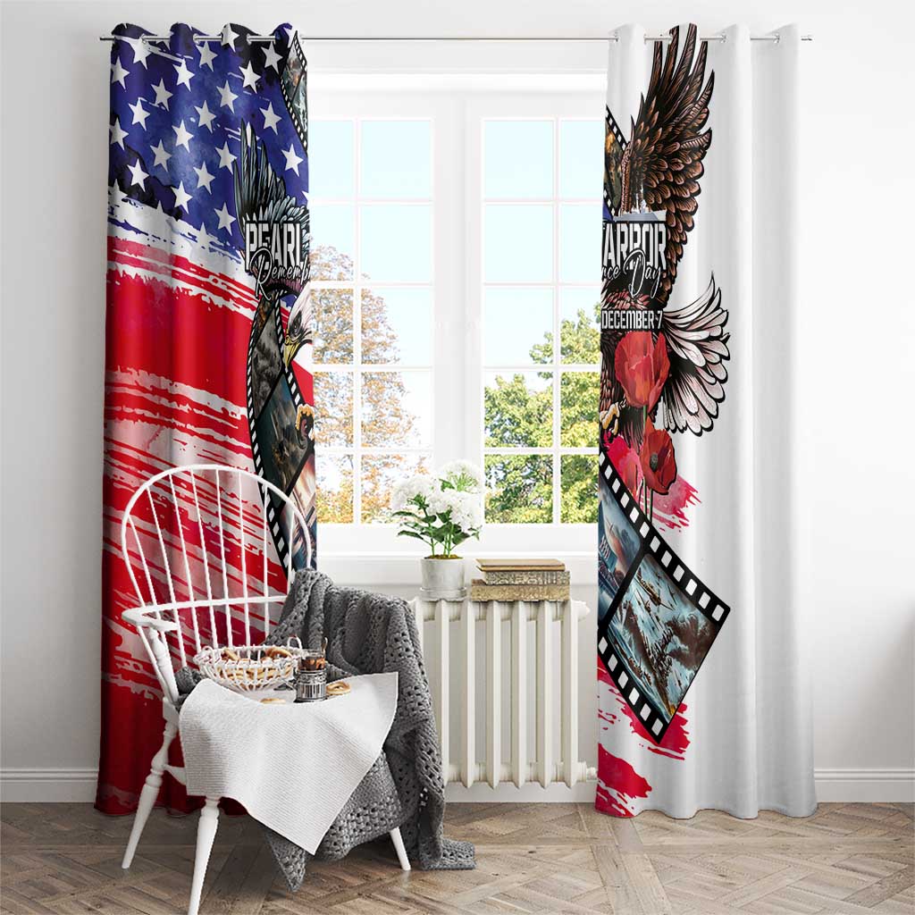 Pearl Harbor Remembrance Day Window Curtain Lest We Forget - The Bald Eagle Remembers - Wonder Print Shop
